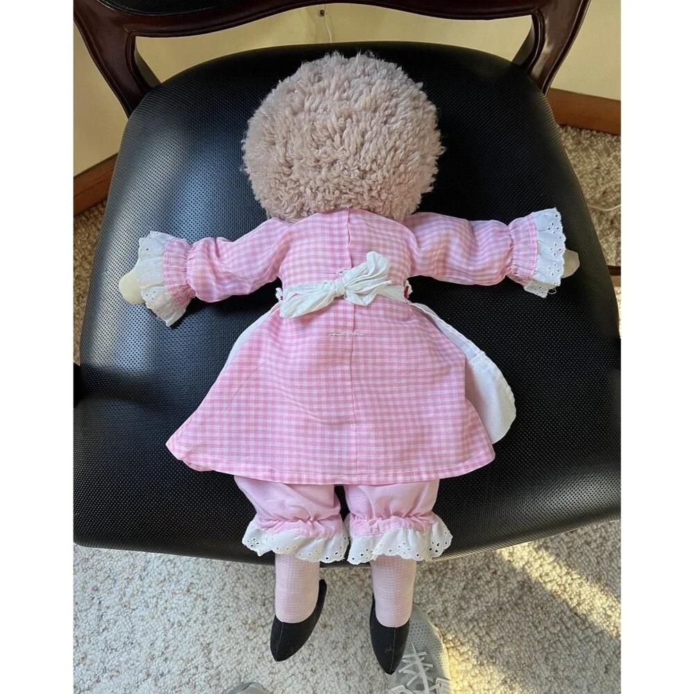 Vintage Raggedy Ann Type Doll 1970s Fabric Dress 24